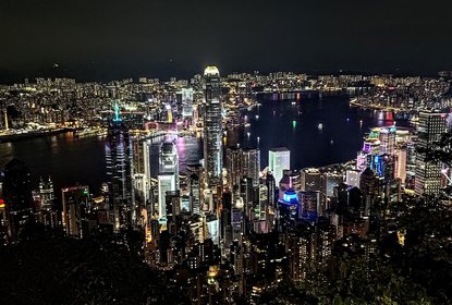 HK Skyline morning trail at night